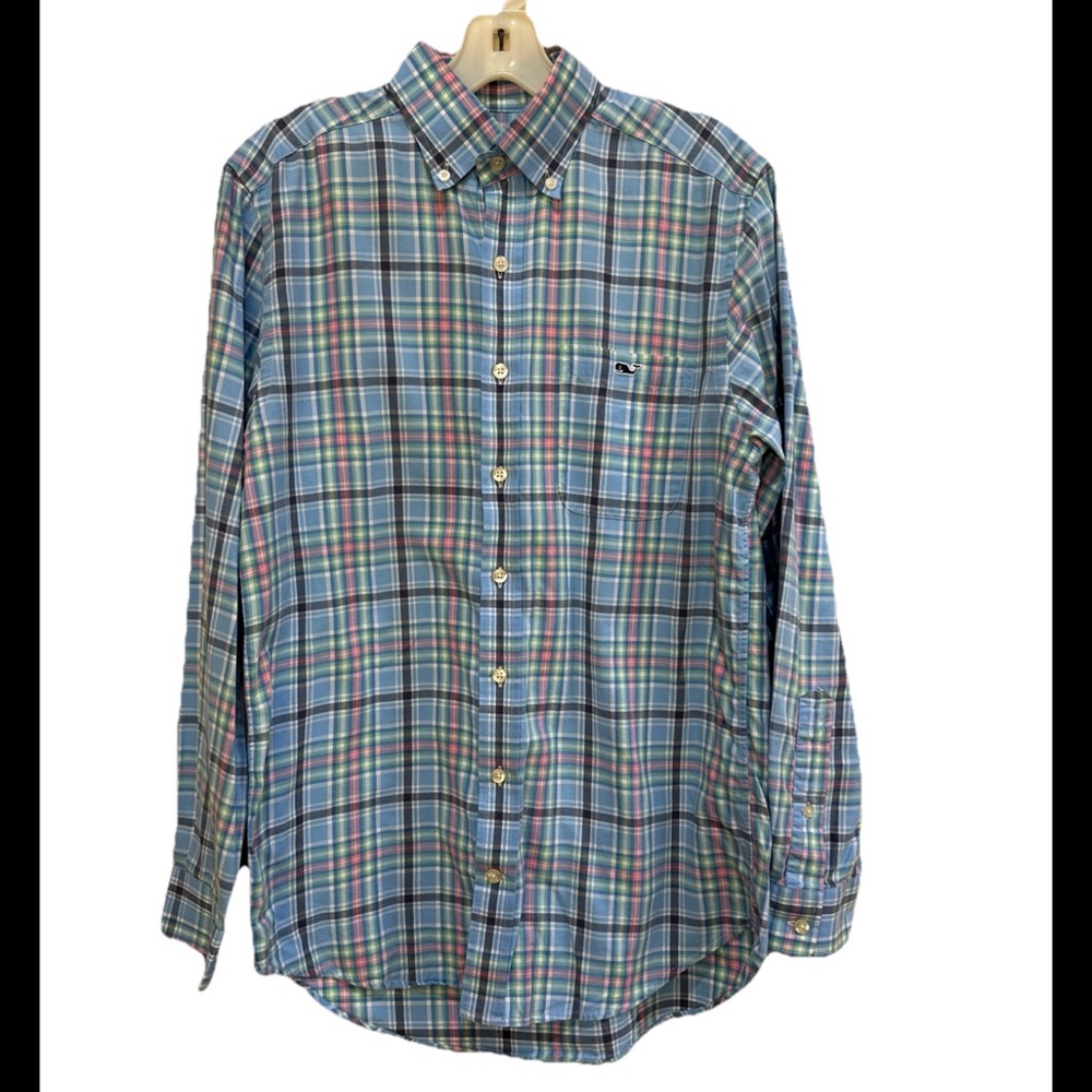 Vineyard Vines Slim-Fit Minnow Plaid Tucker Button Up Shirt Cotton Men’s Sz S